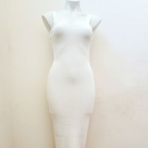 White Knitted Scoop Neck Dress Size Large